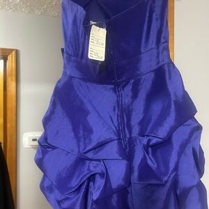Strapless Shiny Royal Purple Party Dress